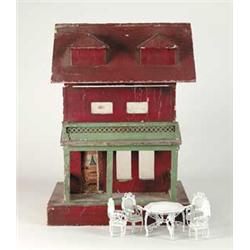 WOODEN DOLLHOUSE WITH FURNITURE