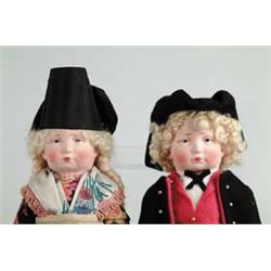 LOT OF 2-14" GERMAN CLOTH DOLLS