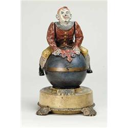 CLOWN ON GLOBE MECHANICAL BANK