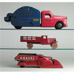 LOT OF 3 PRESSED STEEL TRUCKS