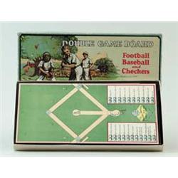 PARKER BROTHERS LITHOGRAPH GAME OF FOOTBALL, BASEBALL AND CHECKERS "DOUBLE GAME BOARD"