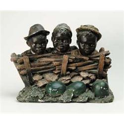 AWESOME EARLY BLACK CHALKWARE SCULPTURE