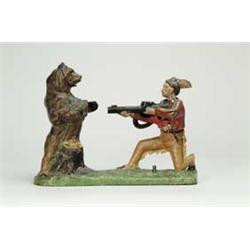 INDIAN SHOOTING BEAR MECHANICAL BANK