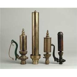 LOT OF 4 HEAVY BRASS STEAM WHISTLES