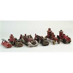 LOT OF 6 C.I. FIRE TRUCKS