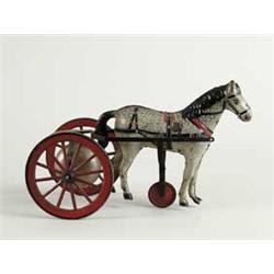 TIN HORSE AND SULKY PULL TOY