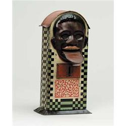 GERMAN TIN MECHANICAL BANK FEATURING BLACK MAN'S FACE