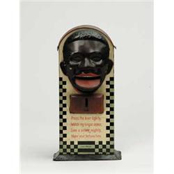 GERMAN TIN MECHANICAL BANK FEATURING BLACK MAN'S FACE