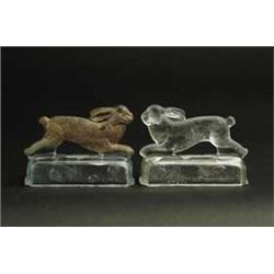 2 RABBITS RUNNING ON A LOG CANDY CONTAINER