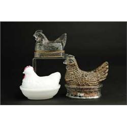 LOT OF 3 HENS ON NEST CANDY CONTAINERS