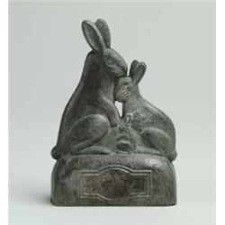 RABBIT FAMILY CANDY CONTAINER LEAD PAPERWEIGHT