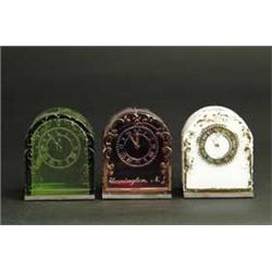 LOT OF 3 ROUND TOP CLOCK CANDY CONTAINERS