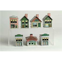 LOT OF 7 VILLAGE BUILDING CANDY CONTAINERS