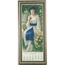 1921 COKE CALENDAR WITH YOUNG LADY IN BLUE