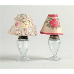 LOT OF 2 INSIDE RIBBED BASE LAMP CANDY CONTAINERS