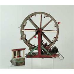 MOTORIZED FOLK ART FERRIS WHEEL & TICKET STAND