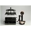 Image 1 : LOT OF 3 ITEMS.  1) Early cast-iron base “Marchant” hand adding machine.  SIZE:  13” w x 7” h x 5” d