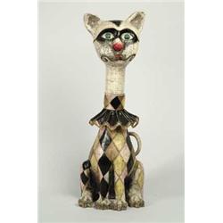 LARGE PAPIER MACHE FOLK ART CAT