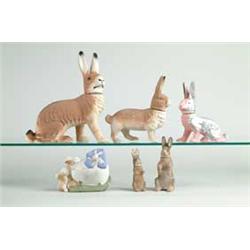 LOT OF 6 EASTER BUNNY CANDY CONTAINERS