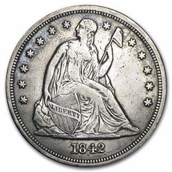 1842 Liberty Seated Dollar AU