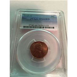 1945-S Lincoln Wheat penny PCGS MS-66RD