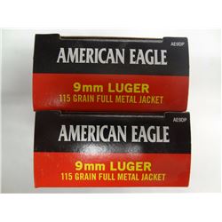 100 Rnds American Eagle 9mm Luger 115gr FMJ