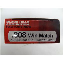 20 Rnds Black Hills 308 Win Match 168gr BT HP