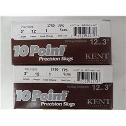 20 Rnds Kent 10 Point 12ga 3in 1 load Precision Slugs