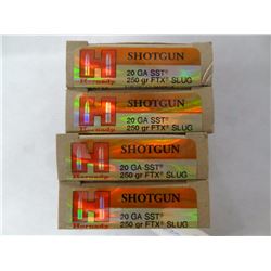 20 Rnds Hornady 20ga 250gr FTX Slug