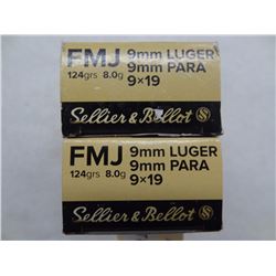 100 Rnds Sellier & Bellot 9mm Luger 124gr FMJ
