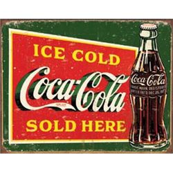 Coca Cola Sold Here Vintage Tin Sign