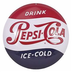 Pepsi Cola  Button Embossed Tin Sign