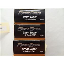 150 Rnds Blazer Brass 9mm Luger 115gr FMJ