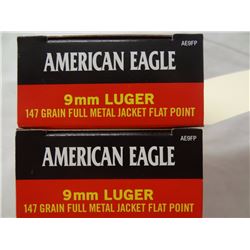 100 Rnds American Eagle 9mm Luger 147gr FMJ FP