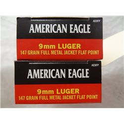 100 Rnds American Eagle 9mm Luger 147gr FMJ FP