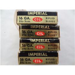 4 BOXES IMPERIAL 16GA RIFLED SLUGS 2 3/4IN