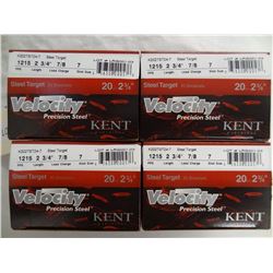 4 BOXES KENT 12GA 2 3/4IN VELOCITY 7 SHOT 7/8 LOAD