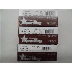 3 BOXES KENT 12GA 2 3/4 DEER SLUG
