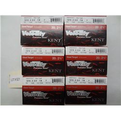 6 BOXES KENT 20GA 2 3/4IN VELOCITY 7 SHOT 7/8 LOAD