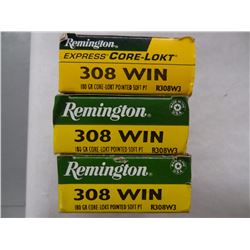 3 BOXES REMINGTON 308 WIN 180GR SP