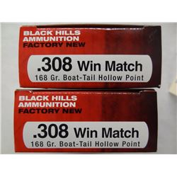2 BOXES BLACK HILLS 308 WIN 168GR BTHP