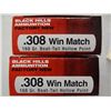 Image 1 : 2 BOXES BLACK HILLS 308 WIN 168GR BTHP