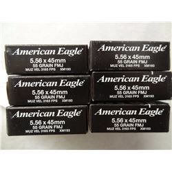 6 BOXES AMERICAN EAGLE 5.56 55GR FMJ