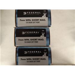 3 BOXES FEDERAL 7MM WIN SHORT MAG 150GR SP
