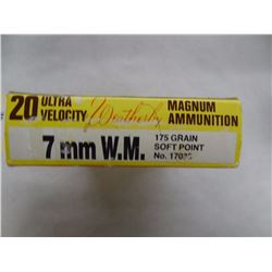 1 BOX WEATHERBY 7MM WIN MAG 175GR SP