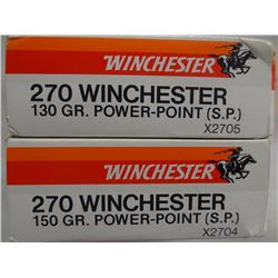 2 BOXES WINCHESTER 270 WIN 130GR & 150GR SP
