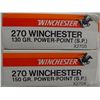 Image 1 : 2 BOXES WINCHESTER 270 WIN 130GR & 150GR SP