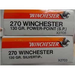 2 BOXES WINCHESTER 270 WIN 130GR SP