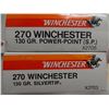 Image 1 : 2 BOXES WINCHESTER 270 WIN 130GR SP