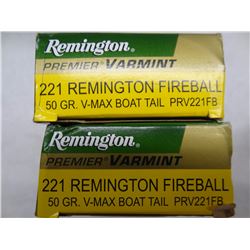 2 BOXES REMINGTON 221 REM FIREBALL 50GR V-MAX BT